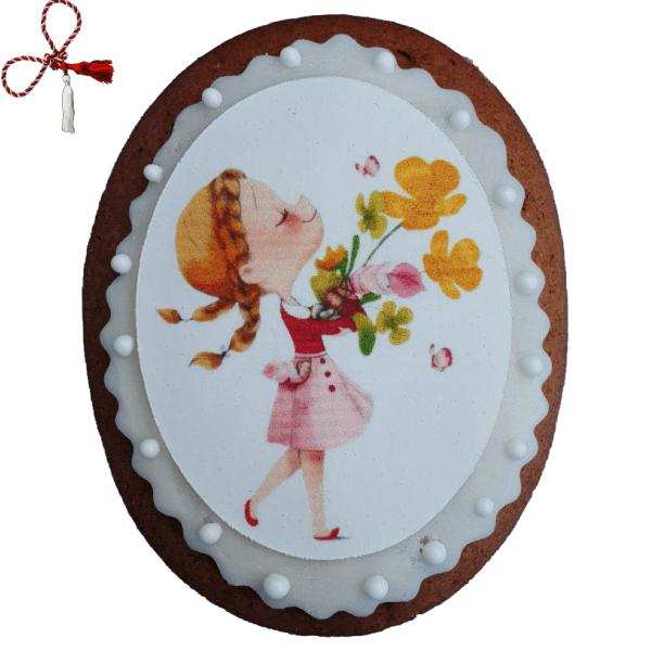 Turta dulce fetita cu flori 9 cm Turta dulce fetita cu flori 9 cm