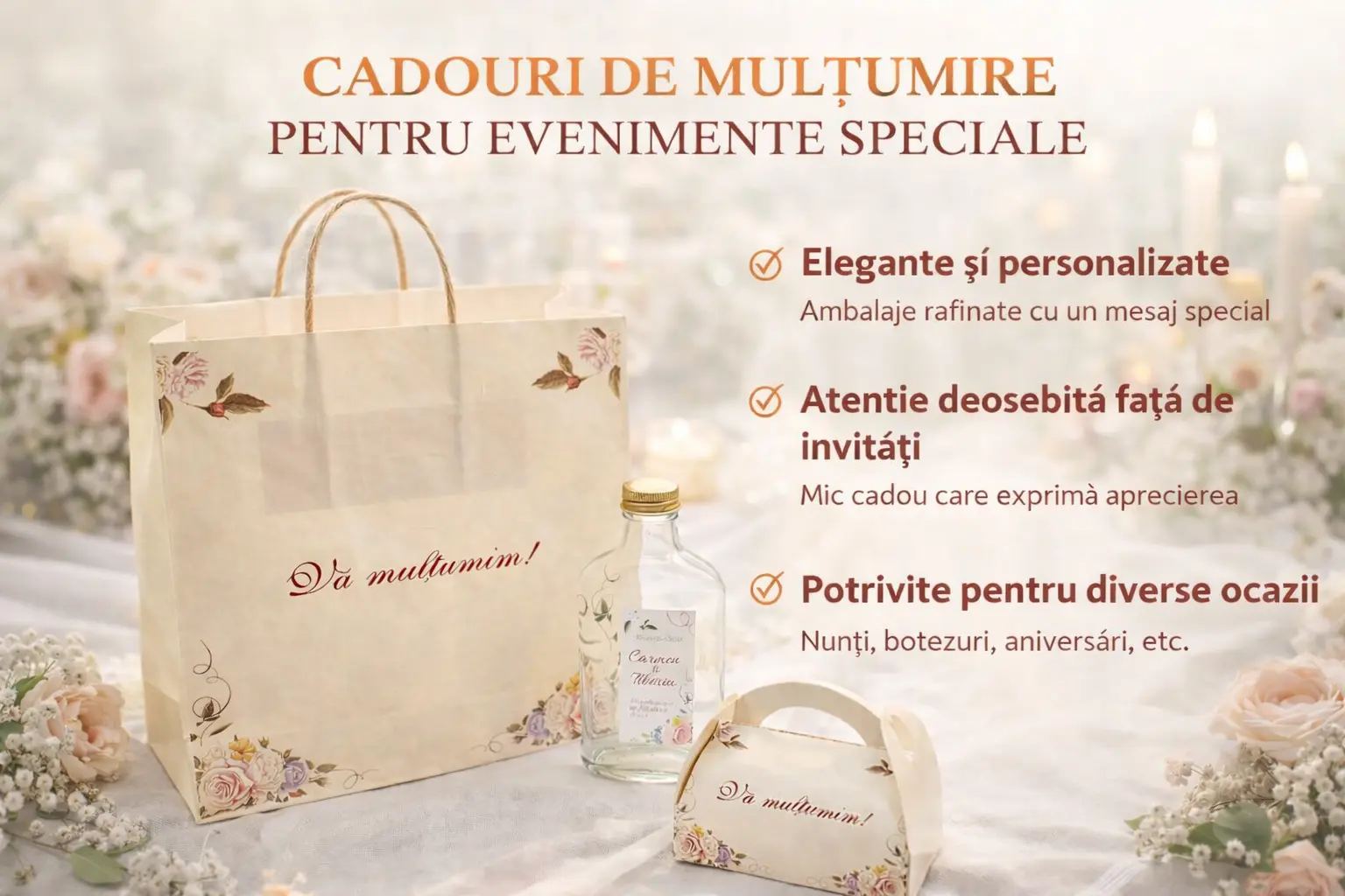 Set de marturii nunta florale, eMarturii, set 5 piese Set de marturii nunta florale, eMarturii, set 5 piese