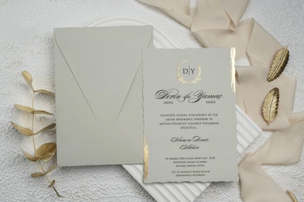 Cum sa faci o invitatie de nunta perfecta? 5 sfaturi si trucuri Invitatie nunta nuanta gri cu auriu