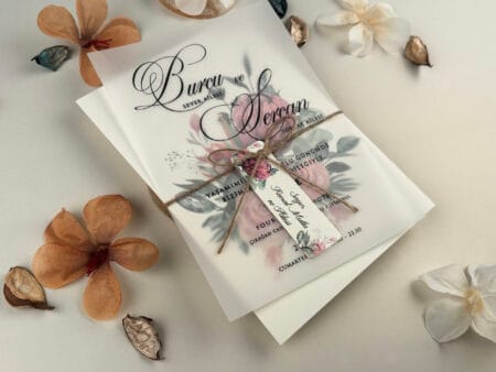 Invitatii nunta plexiglas cu flori 85842-elite
