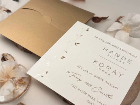 Invitatie nunta eleganta cu auriu 16.5x16.5cm