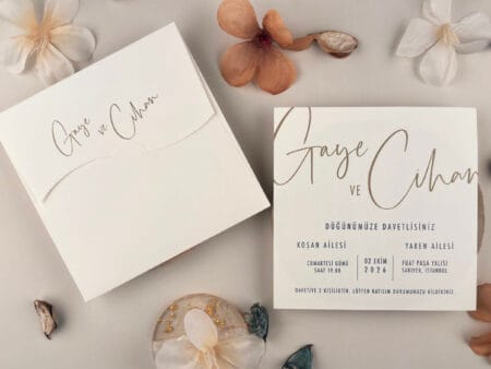 Invitatie nunta eleganta cu plic inclus 17x17cm