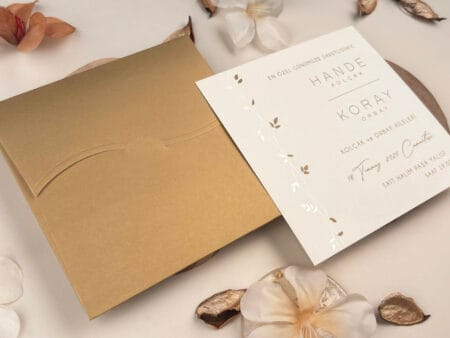Invitatie nunta eleganta cu auriu 16.5x16.5cm