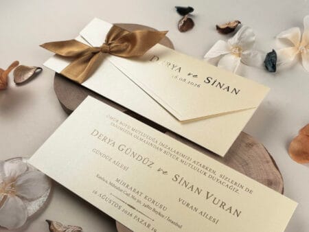 Invitatie nunta carton sidef 22 cm x 8,9 cm
