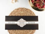 Invitatie nunta negru cu auriu 2489