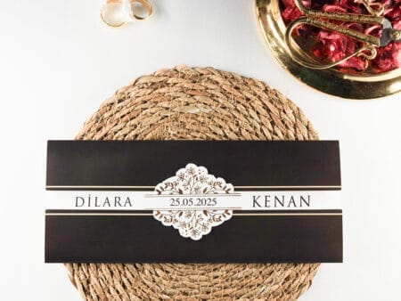 Invitatie nunta negru cu auriu 2489