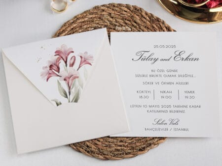 Invitatii nunta crini roz 2470