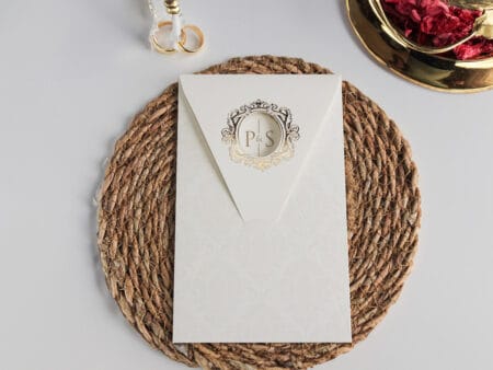 Invitatii nunta ivorie auriu 2469