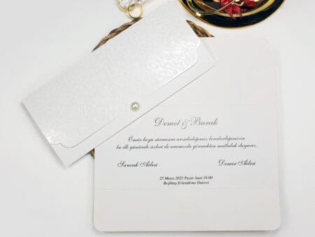 Invitatie nunta alba cu perla 2481