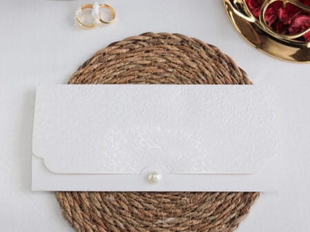 Invitatie nunta alba cu perla 2481