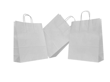 Sacosa cu maner rasucit, 18x8x22 cm, alba, 50buc