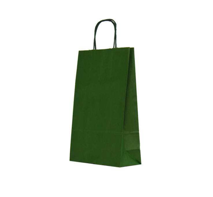 Sacosa cu maner rasucit hartie verde inchis Sacosa cu maner rasucit hartie verde inchis