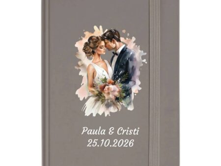 Notebook A6 gri, nunta, personalizat, 196 pagini, cadou ecologic