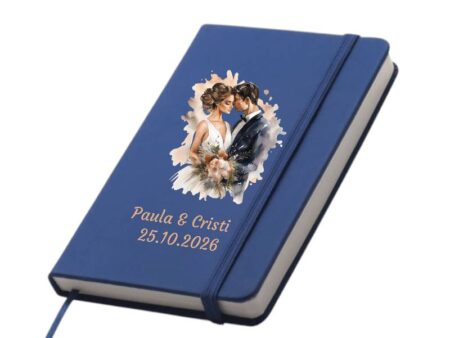 Notebook, albastru, marturia ideala, personalizat, pentru nunta sau botez, A6
