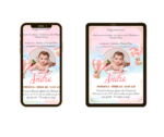 Invitatie online botez roz cu poza