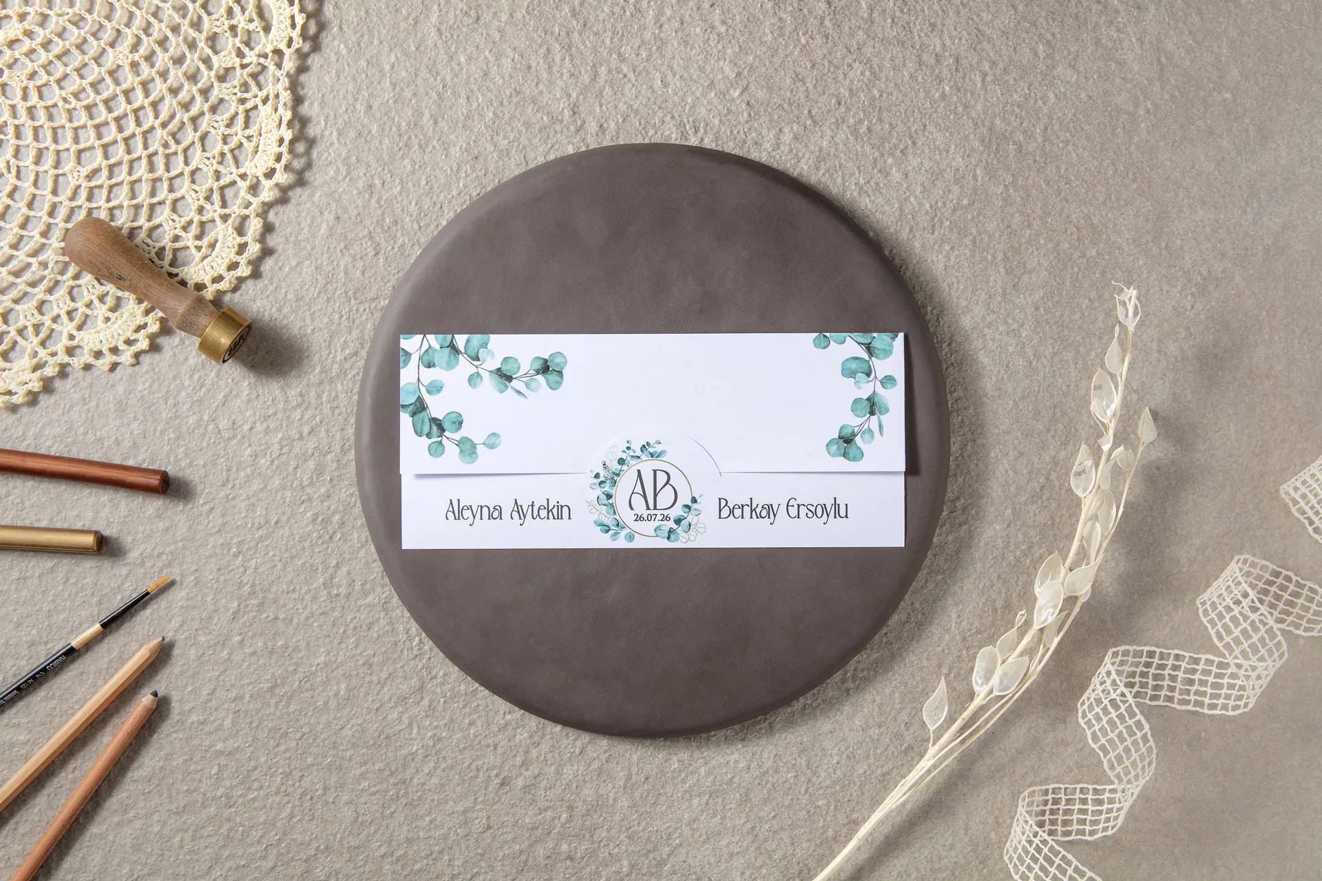 Invitatie nunta verde clasica 7146 Invitatie nunta verde clasica 7146