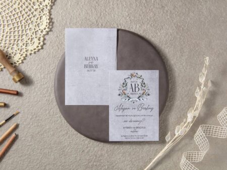 Invitatie nunta gri eleganta 7120