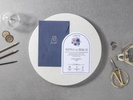 Invitatie nunta albastra carton 7110
