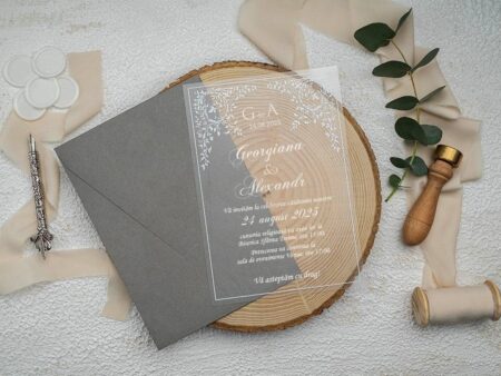 Invitatie nunta plexiglas 9368ek