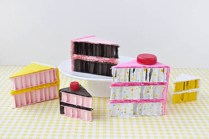 Cum faci cutii sub forma de felie de tort – idee creativa de craft pentru copii